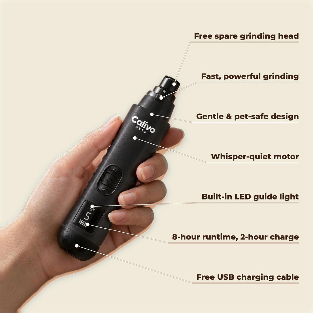Black - Calivo Quiet Paws nail grinder key features