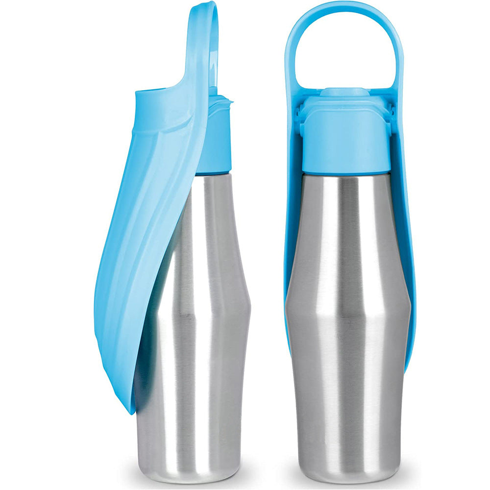 Calivo Travel Bottle press-button dispenser being used to give a dog water