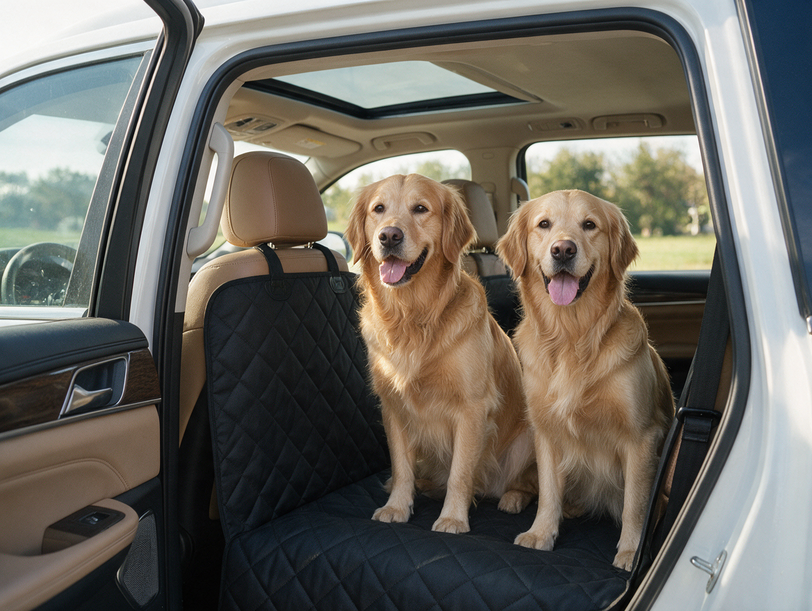 Calivo Car Seat Protector shown from outside an open car door