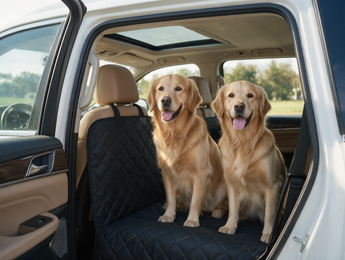 Calivo Car Seat Protector shown from outside an open car door