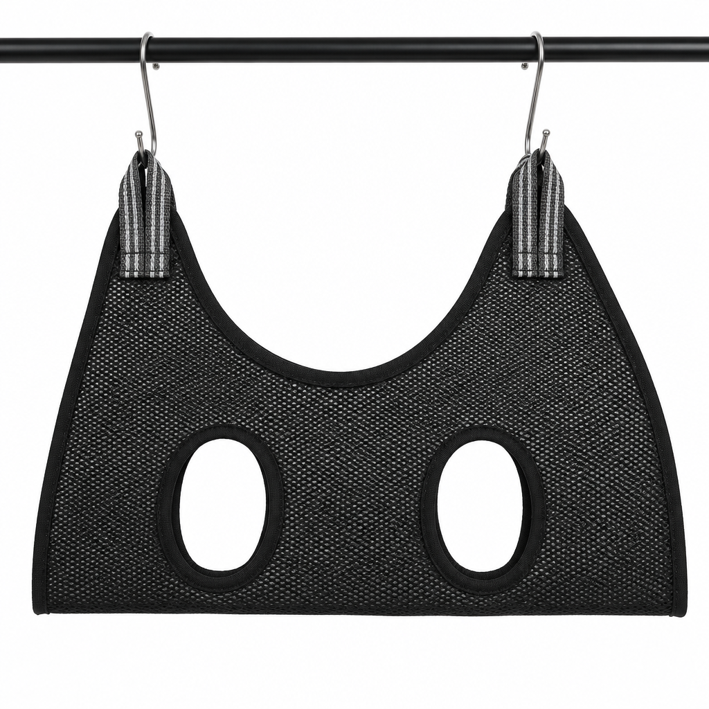 Black sling - mesh pet grooming sling in black