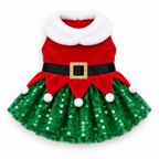 Calivo Santa Pattern Pet Dress laid flat