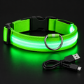 Green LED glowing dog collar with USB charging cable