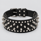 Black spiked PU leather collar for large dogs