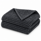 Grey - folded grey ribbed pet blanket on white