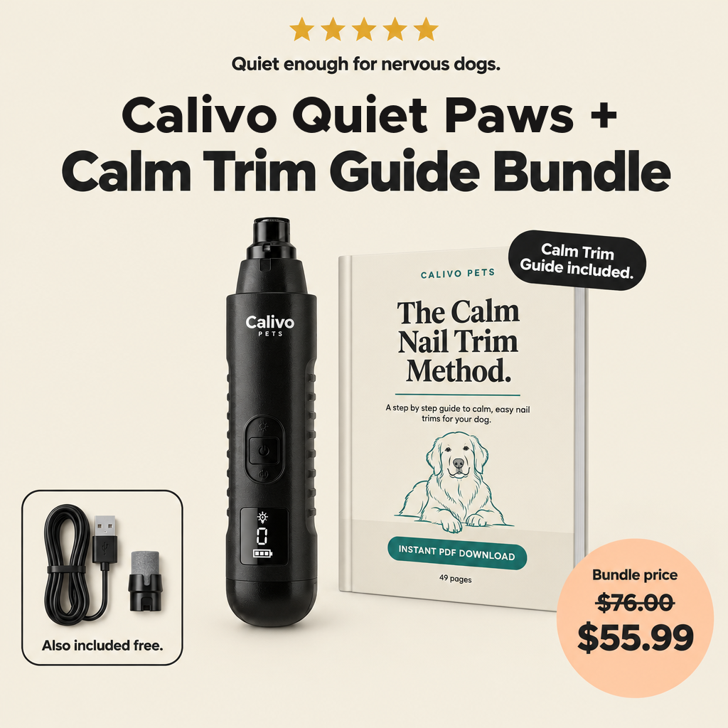Offer-Black - Calivo Quiet Paws nail grinder and Calm Trim Guide bundle