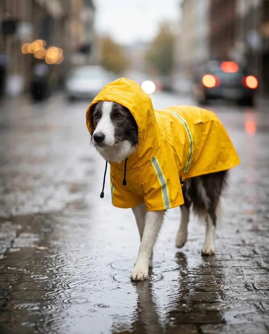 Calivo Hi-Vis Dog Raincoat with reflective safety stripe, product photo
