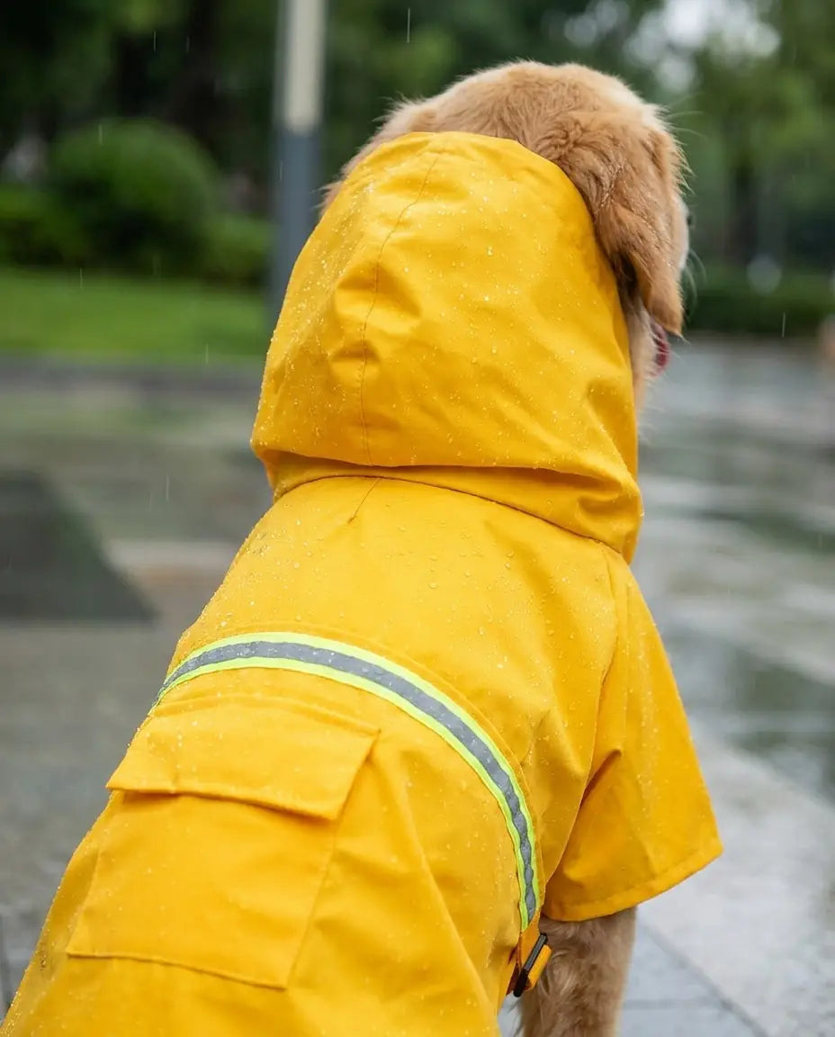 Calivo Hi-Vis Dog Raincoat shown in multiple sizes