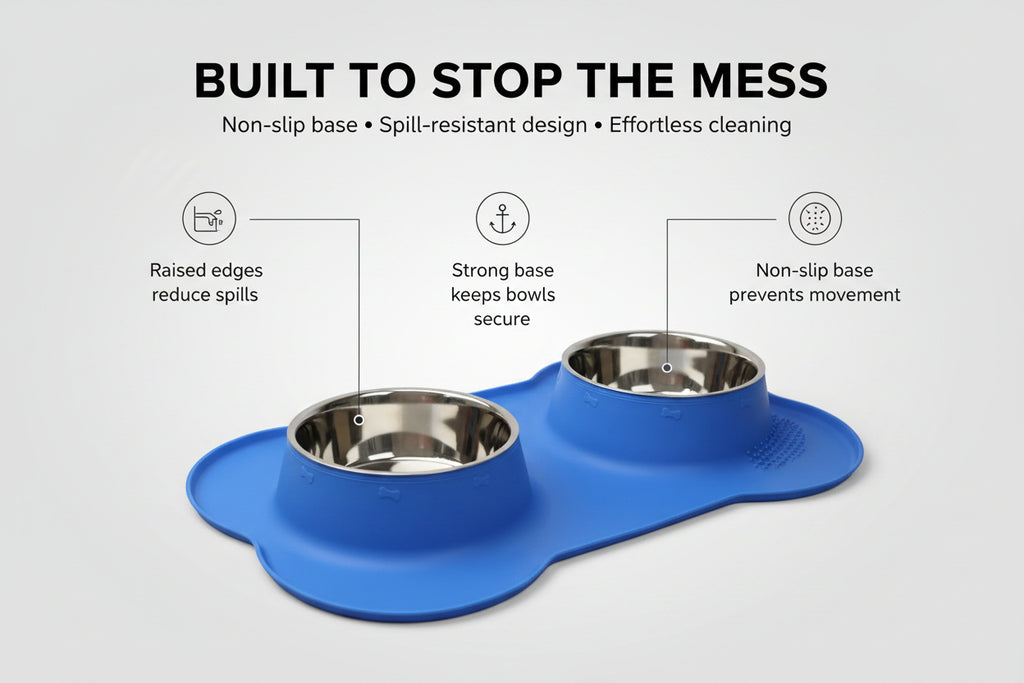 Pets Bowl for Food and Drink Double Bowls Stainless Steel Non Slip for Pets