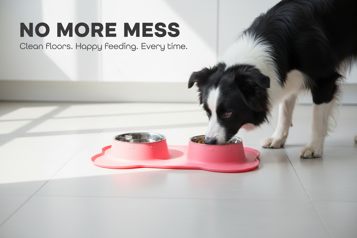 Pets Bowl for Food and Drink Double Bowls Stainless Steel Non Slip for Pets