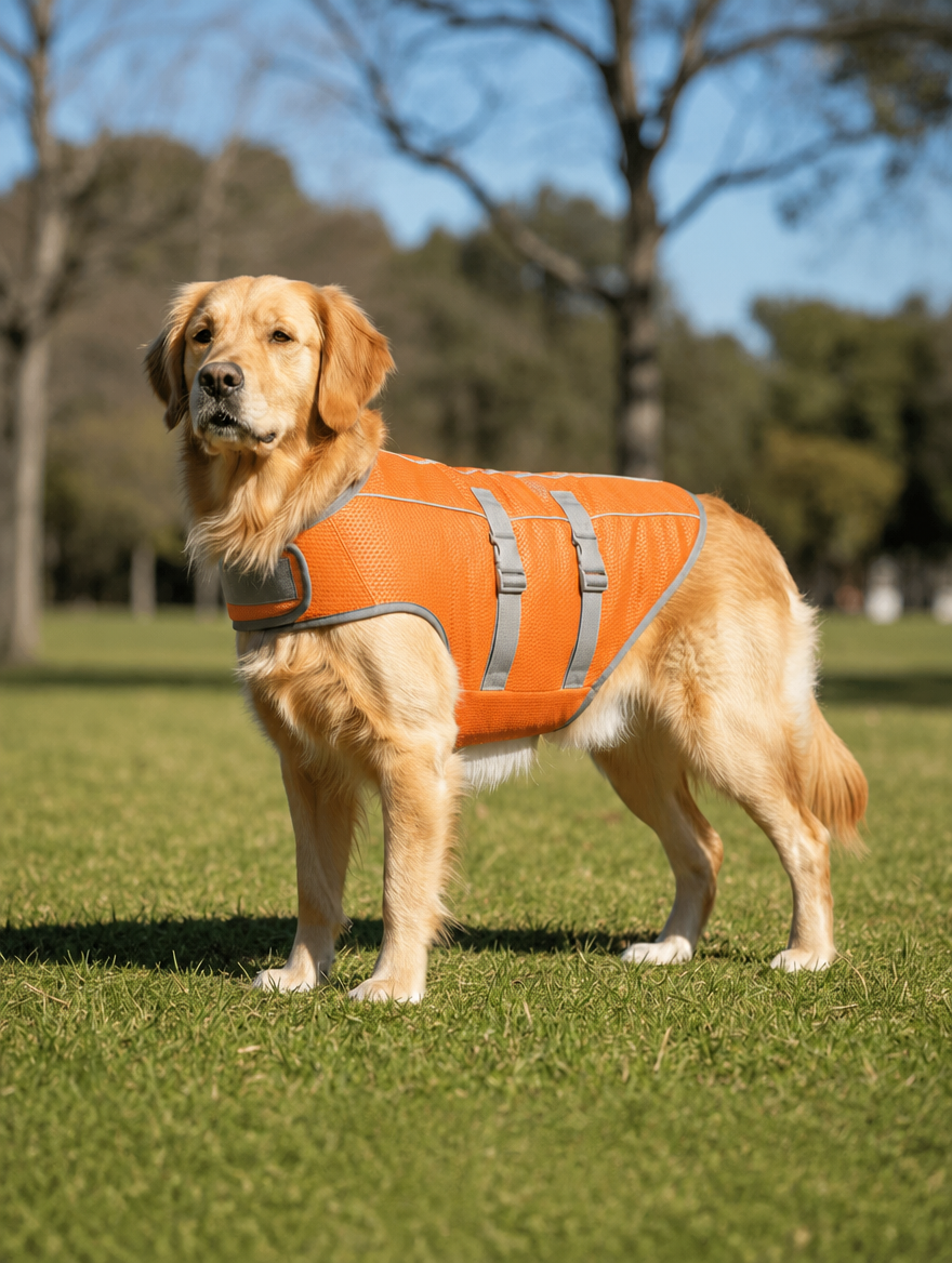 Calivo Cooling Vest in orange, breathable cooling vest for dogs