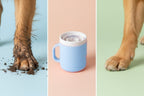 Calivo Paw Cleaner cleaning a dog's paw, step-by-step